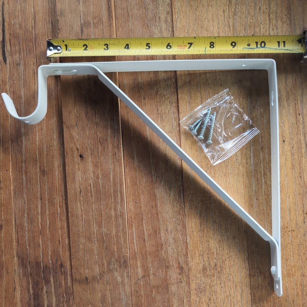Metal Lot Of 6 Closet Bar Rod & Shelf Bracket Wall Mount Support 10.5x10.5 White